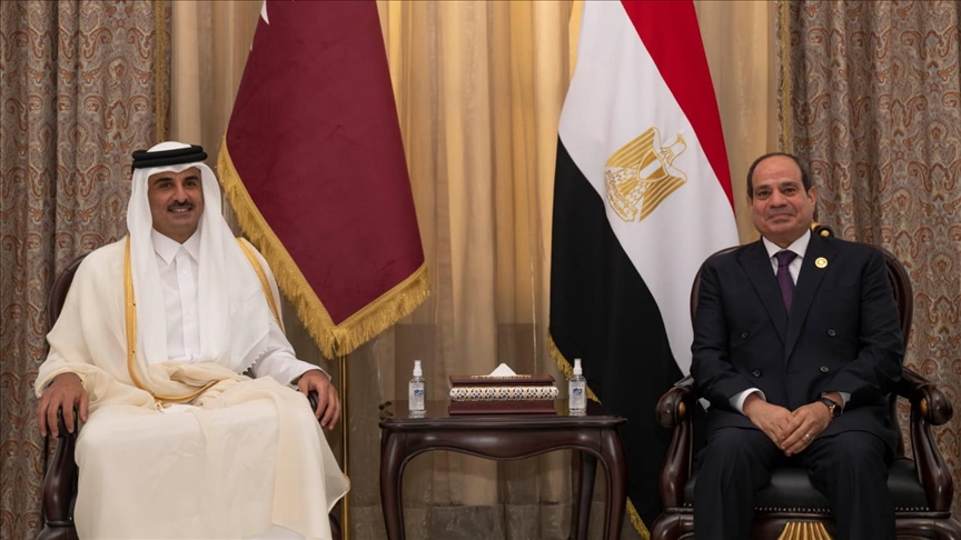 منذ أزمة الخليج... أمير قطر يلتقي السيسي وبن راشد
